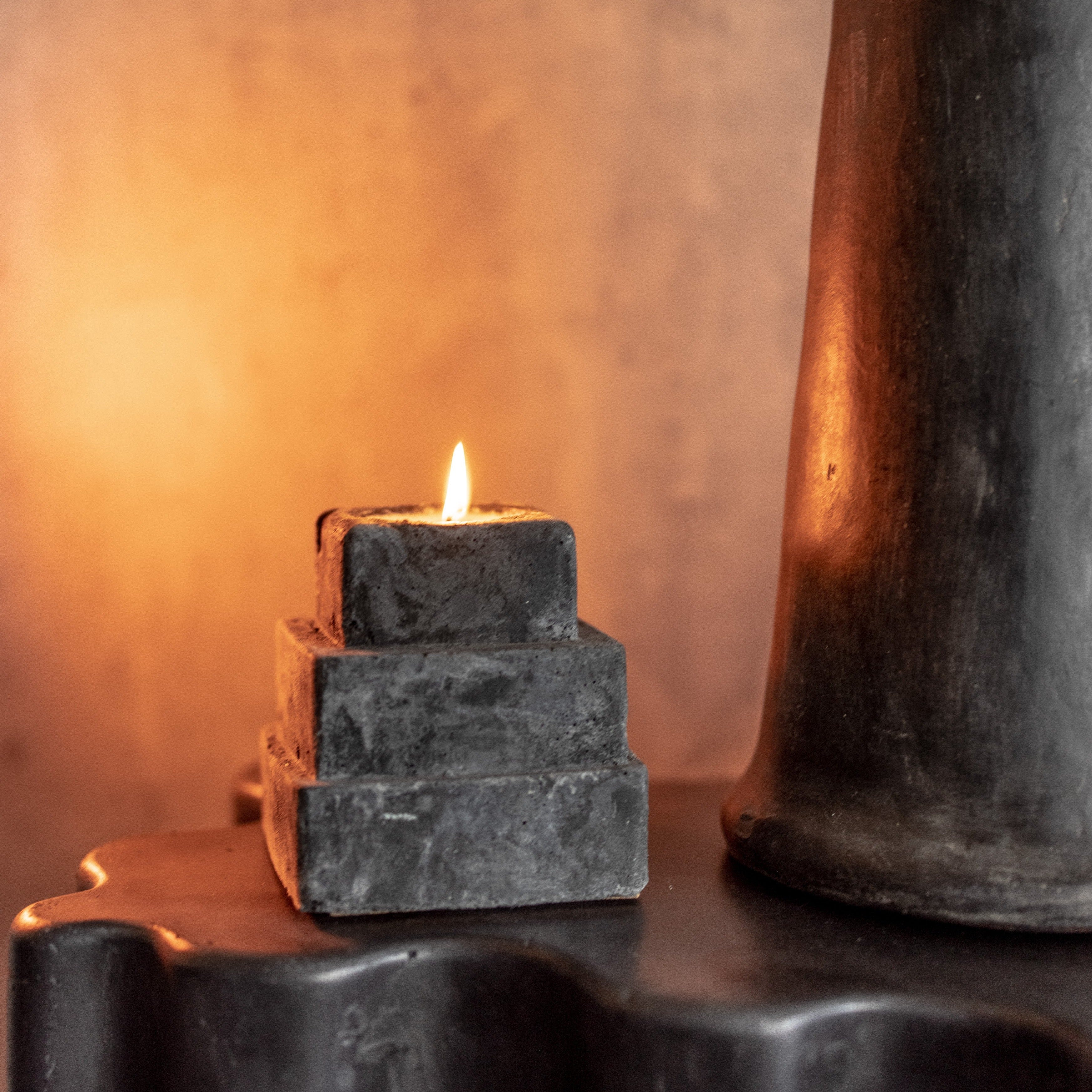 Ziggurat Concrete Candle