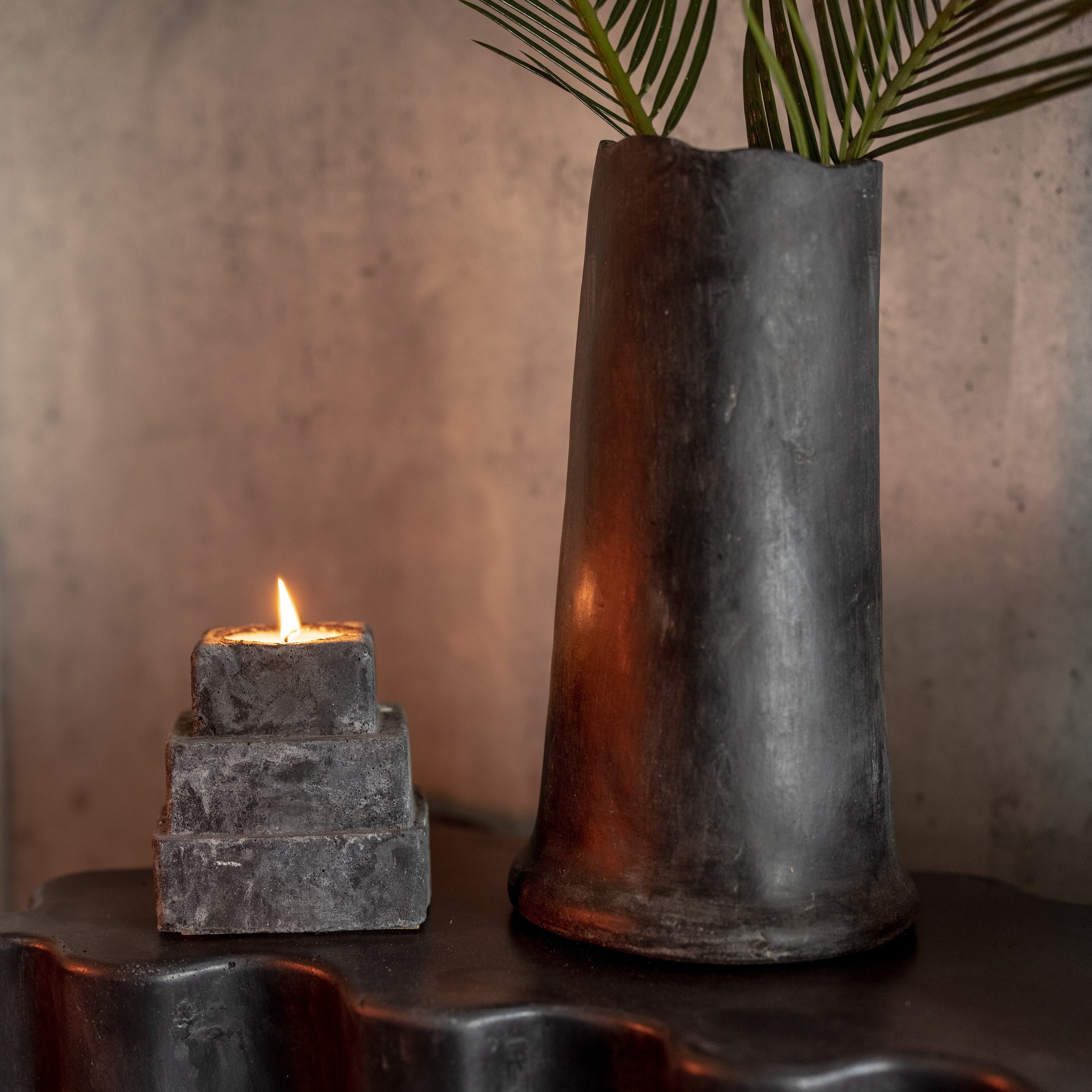 Ziggurat Concrete Candle