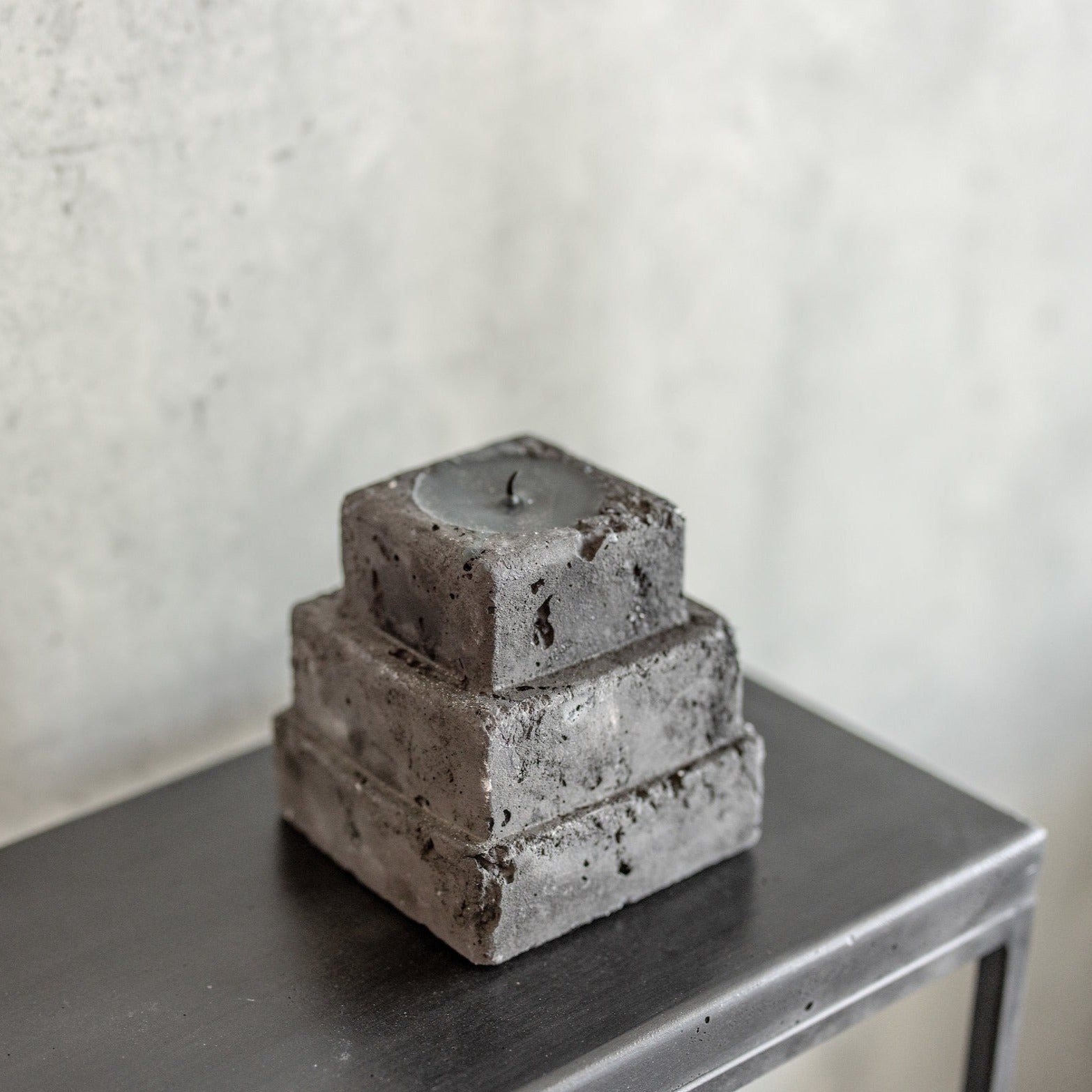 Ziggurat Concrete Candle