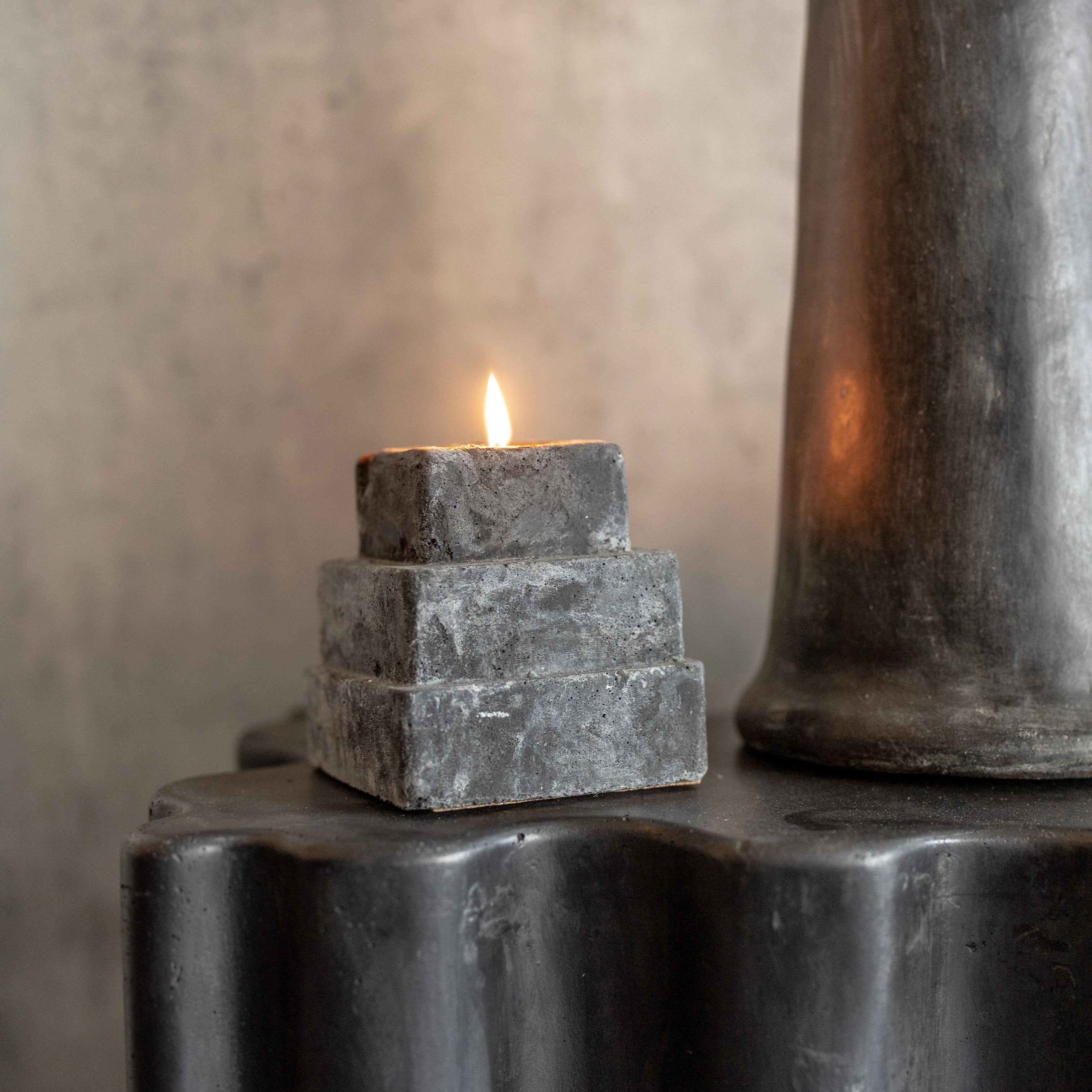 Ziggurat Concrete Candle