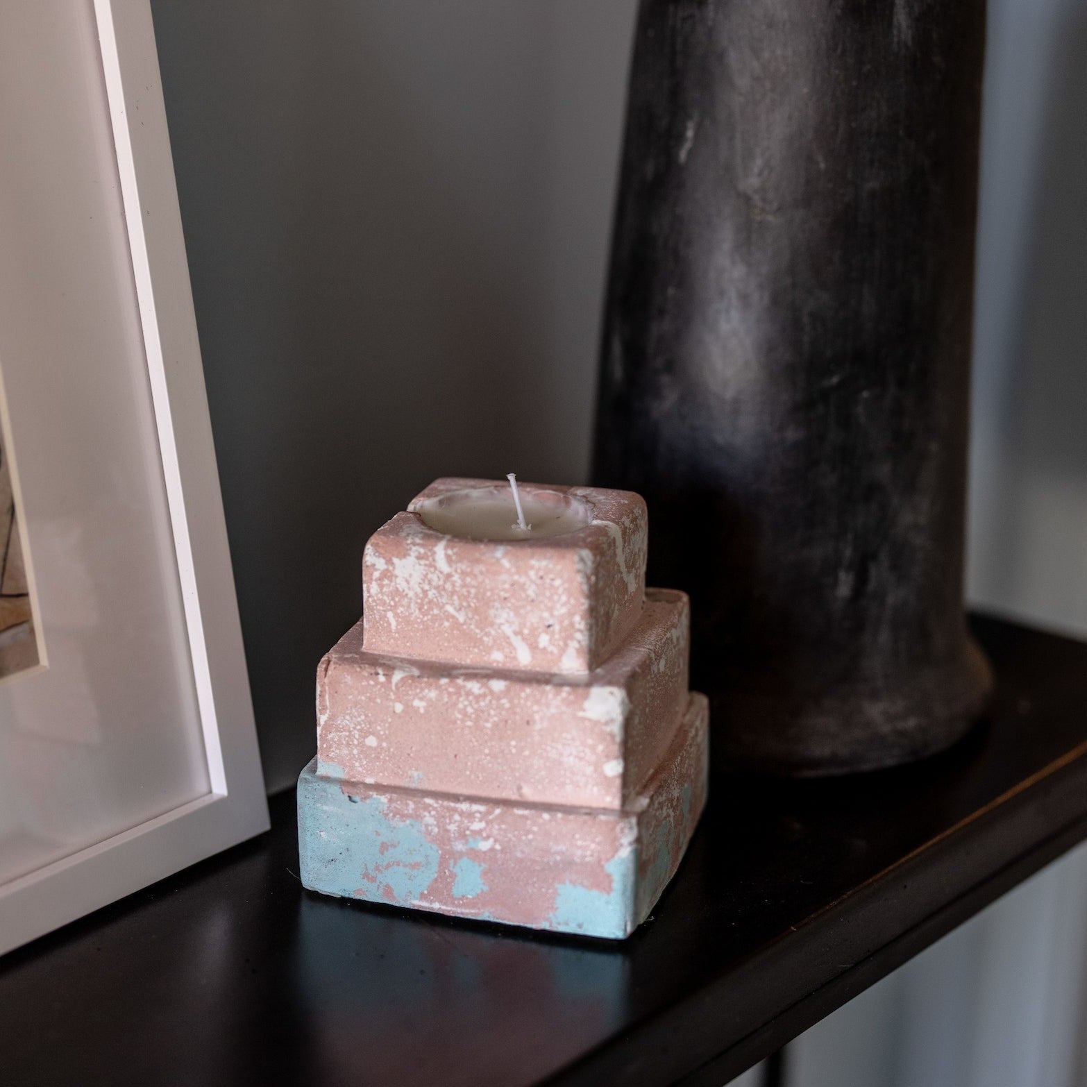 Ziggurat Concrete Candle